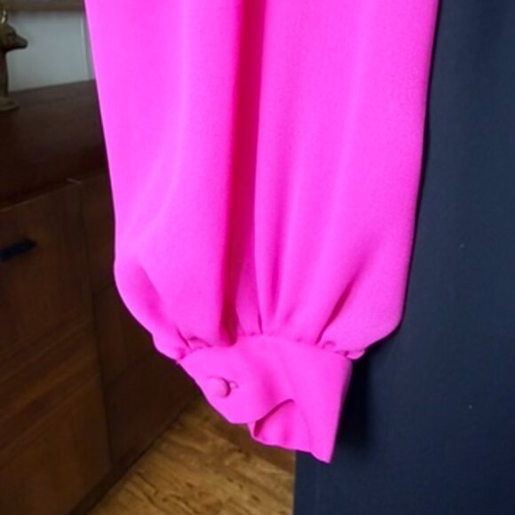 Vintage 80s Hot Pink & Black Beaded Dress - Picture 3 of 5
